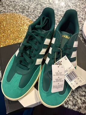 adidas Dark Green and Teal Low-Top Sneakers with White Stripes